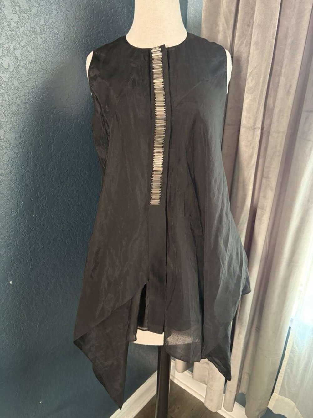 NWT Rohit Gandhi & Rahul Khanna Designer Blouse Black Architectural MSRP $295